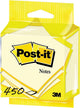 Notes Post-it®, cube, jaune canari™, 76 x 76 mm, cube de 450 feuilles