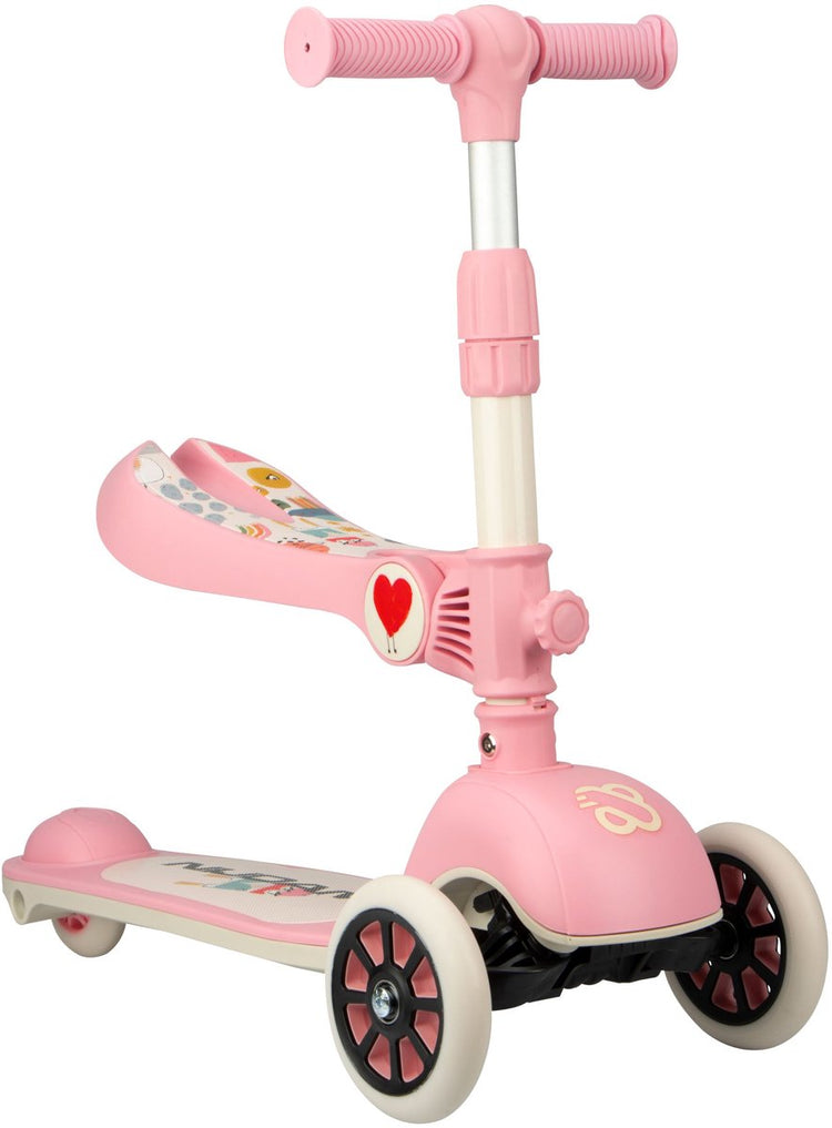 Tri-scooter Nijdam - enfants - avec siège amovible - cavalier céleste - rose