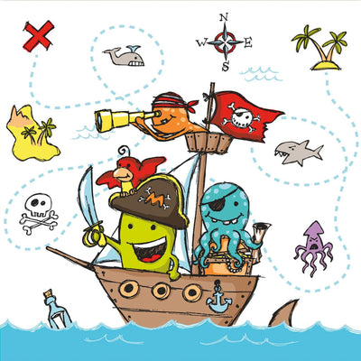 Papstar serviettes équipage pirate 3 couches 33x33cm