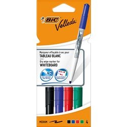 Marqueur pour tableau blanc bic 1741 velleda support en plastique large 1,5 mm rond assorti