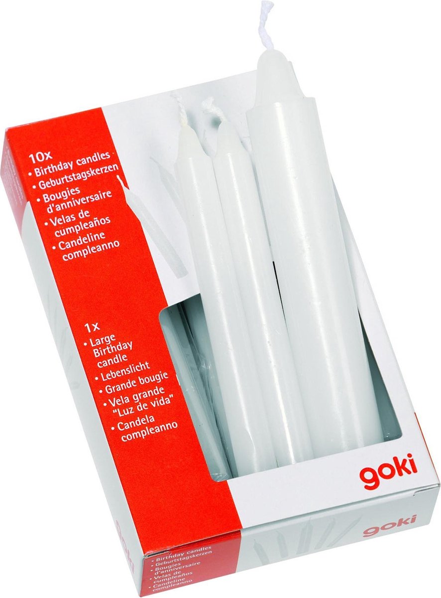 Bougies d'anniversaire Goki 11 : blanches 10-12 cm