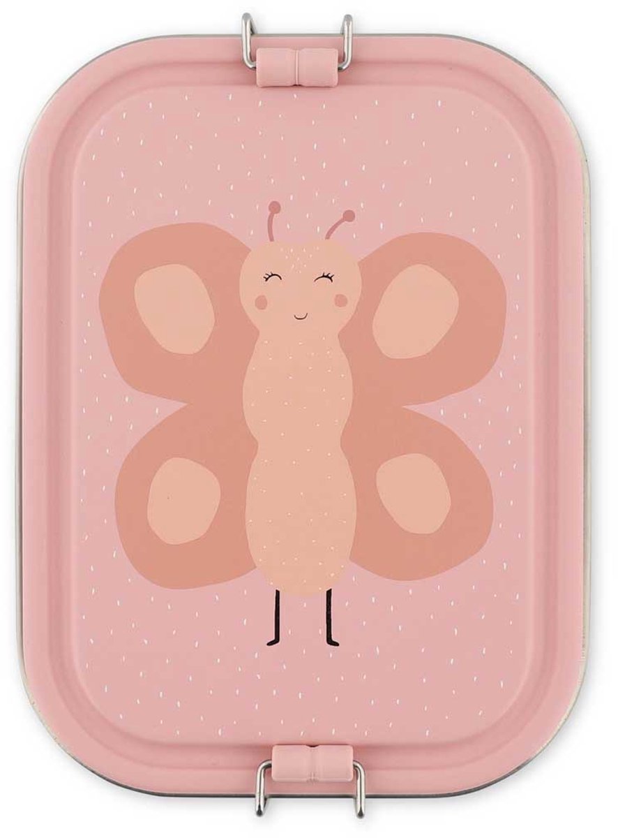 Trixie | grande boîte à pain - mrs. papillon - boîte à lunch rsv pour enfants - facile à ouvrir - boîte à lunch - 2 compartiments - rose
