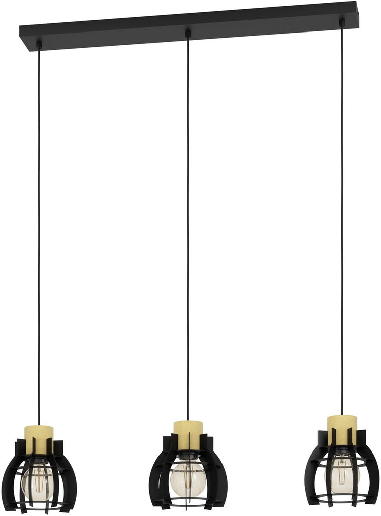 Suspension Eglo stillington 1 - e27 - 88 cm - noir|marron - bois|acier