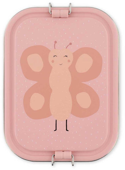 Trixie | grande boîte à pain - mrs. papillon - boîte à lunch rsv pour enfants - facile à ouvrir - boîte à lunch - 2 compartiments - rose