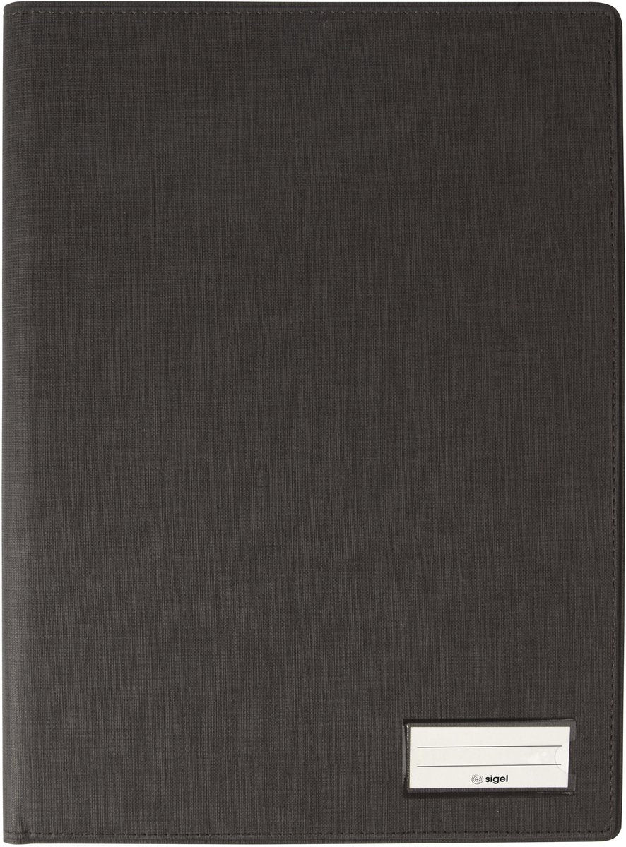 Dossier d'écriture Sigel - format A4 - avec compartiment pour stylos, pochette pour insert et support pour bloc-notes - anthracite - si-ef415