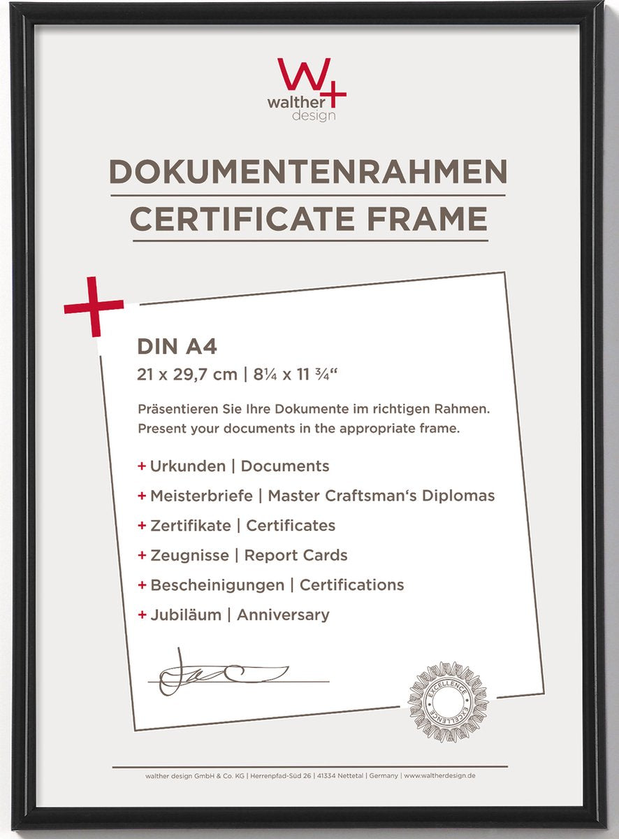 Walther Galeria - cadre en plastique - format photo 21x29,7 cm (din A4) - noir
