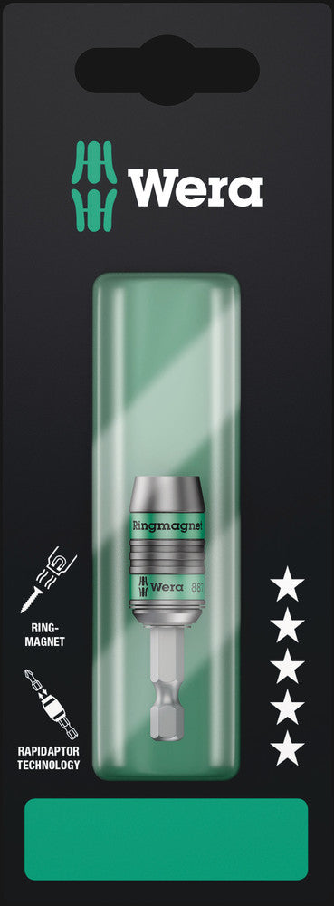 Wera 887 4 rr sb rapidaptor porte-embout universel avec anneau magnétique, 1 4 pouces x 57 mm - 1 pièce - 05073511001