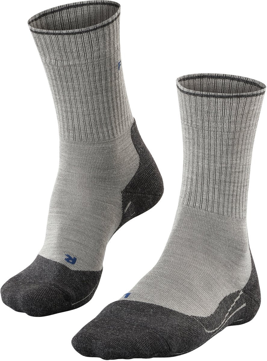 Falke tk2 explore laine soie rembourrage moyen laine matériau fonctionnel chaussettes de marche femme gris - taille 35-36