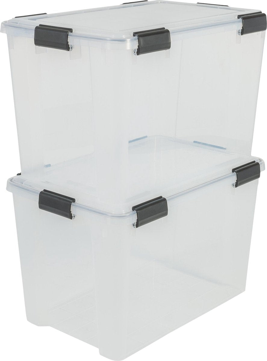 Boîte de conservation hermétique Iris - 70l - plastique - noir transparent - lot de 2