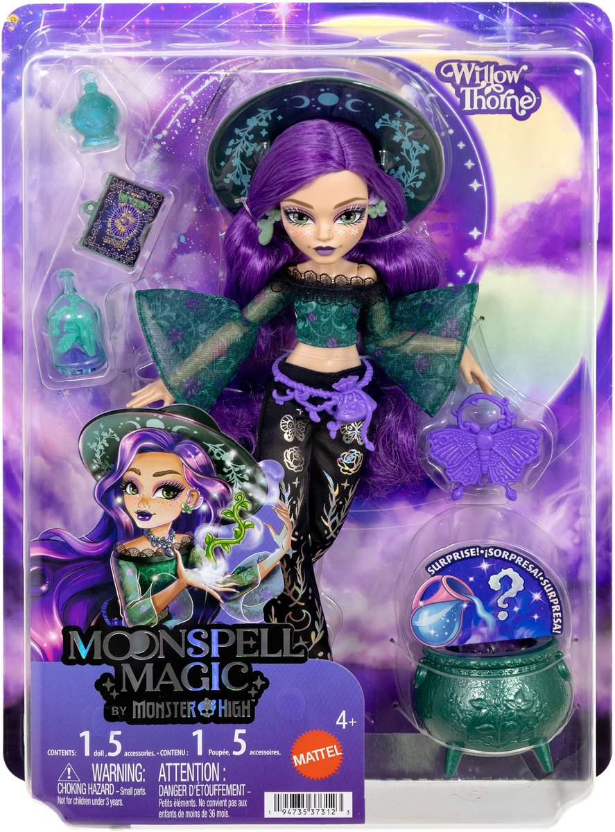 Magie du sort de lune Mattel de Monster High - poupée de mode Willow Thorne - sorcière de la nature avec accessoires