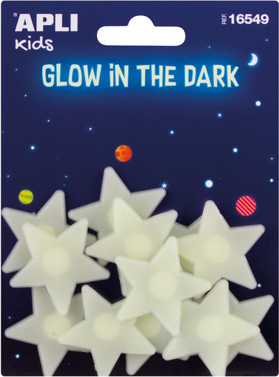 Autocollants Apli pour enfants qui brillent dans le noir petites étoiles décoration 12 pièces.