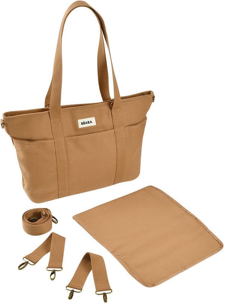Béaba sac à langer madrid - sac d'allaitement 11 compartiments - dont matelas à langer compartiment isotherme - cabas 22l - beige