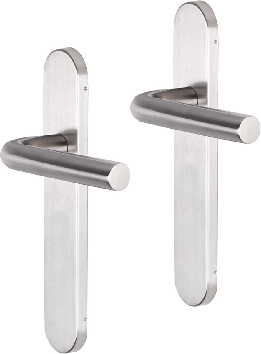 Poignée de porte Impresso - Dursley - pour l'intérieur - carrée avec rosace à clé carrée - acier inoxydable - 2 pièces