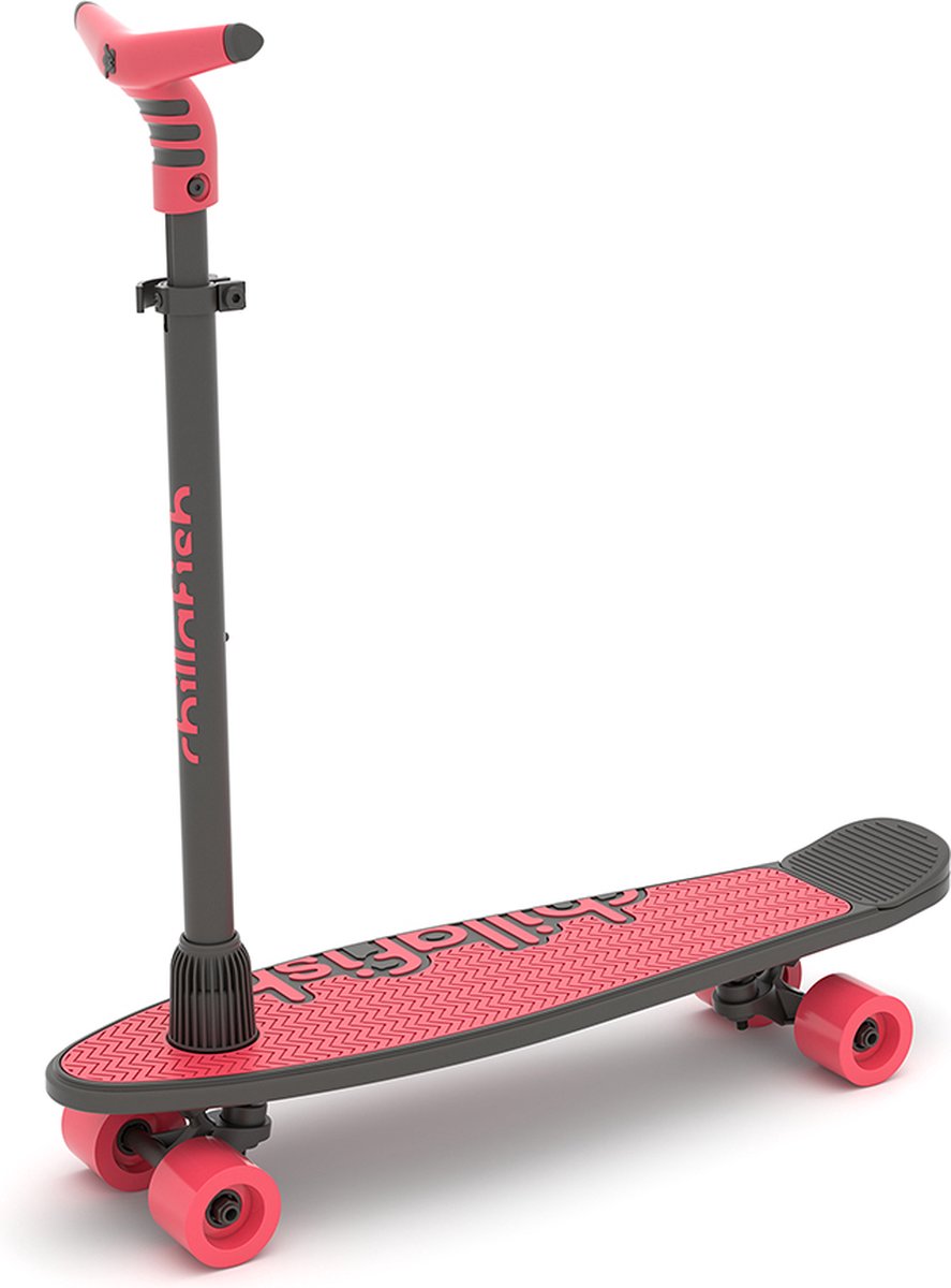 Chillafish skateboard et trottinette 2 en 1 - trottinette enfant transformable en skateboard - rose corail - garçons et filles à partir de 3 ans - guidon réglable - modèle skatieskootie 2