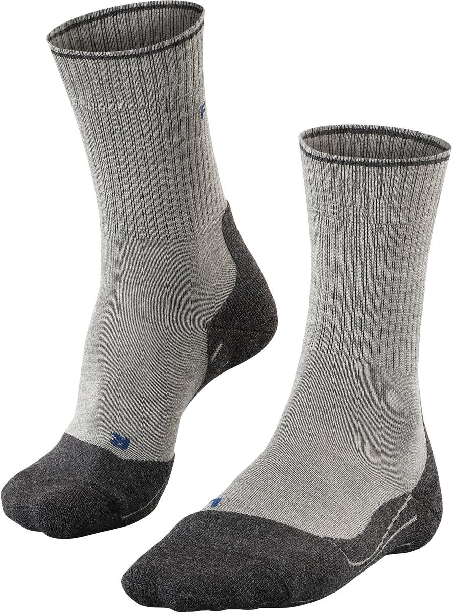 Falke tk2 explore laine soie rembourrage moyen laine matériau fonctionnel chaussettes de randonnée hommes gris - taille 42-43