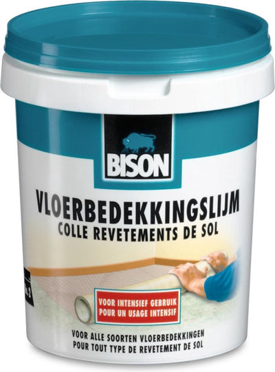 Pot de colle pour revêtement de sol Bison 1 kg, colle prête à l'emploi, collage permanent, convient pour revêtements de sol, dalles de moquette, chauffage au sol