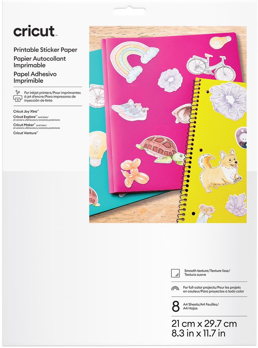 Papier autocollant imprimable Cricut - a4 - blanc (8 feuilles)