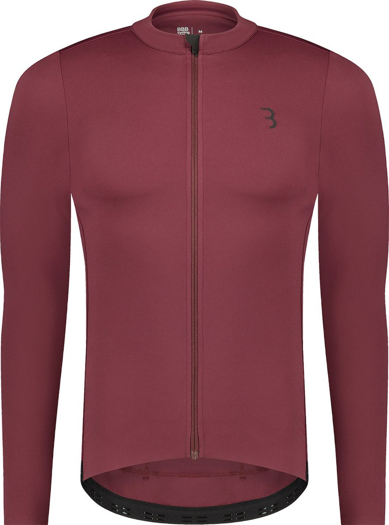 Bbb cycling essence ls - chemise de cyclisme manches longues homme - 10-15 °c - chemise de VTT et de cyclisme respirante avec 3 poches arrière - rouge foncé
