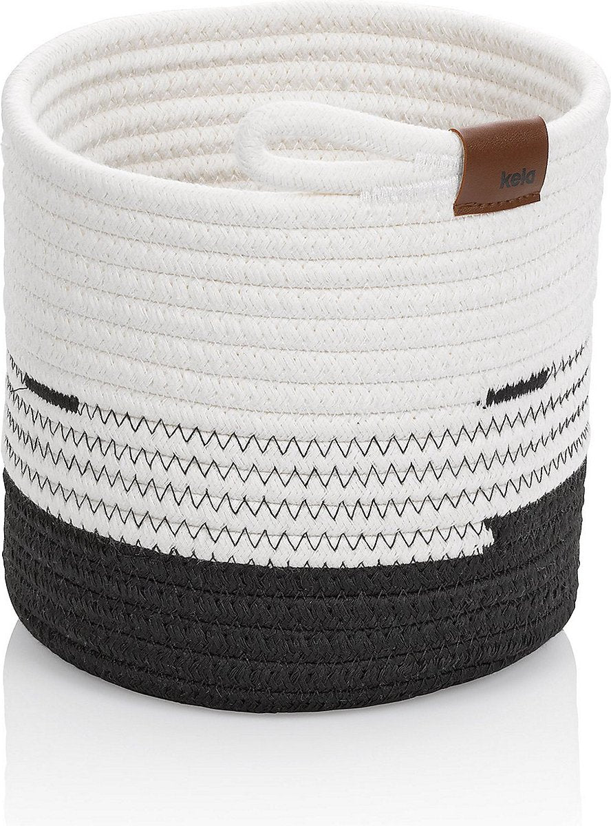 Panier Kela, 18 x 17 cm, rond, blanc noir - |hedda