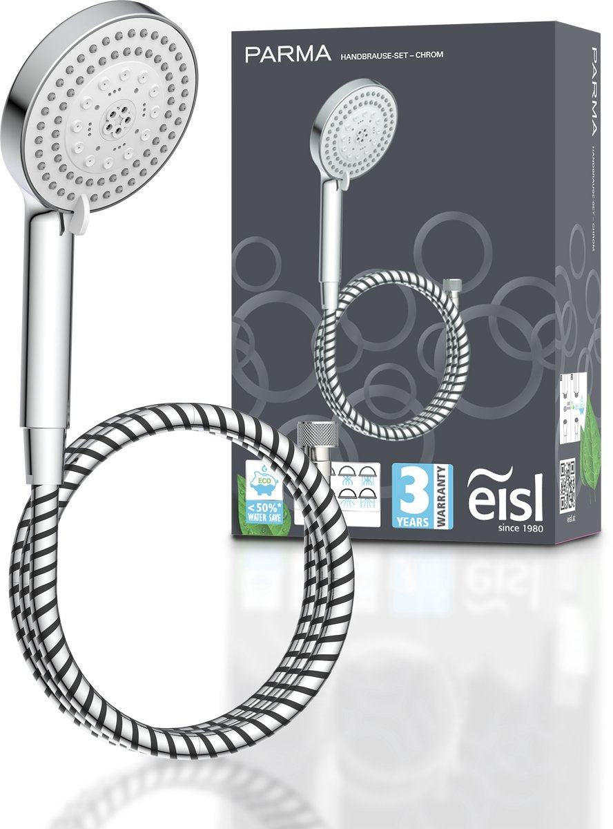 Douchette à main Eisl Parma avec flexible - pomme de douche ronde - chrome noir