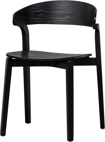 Chaise de salle à manger Woood Cras - placage frêne - noir - 75x52x42