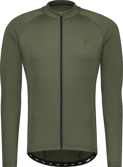 Bbb cycling transition chemise de cyclisme à manches longues pour homme et femme - 10-15 °c - chemise vtt et cyclisme avec 3 poches arrière - vert olive