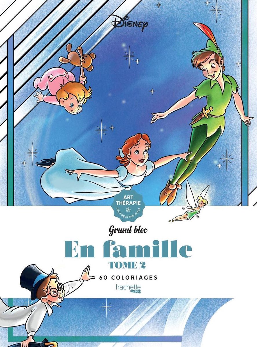 Hachette grands blocs disney en famille tome 2 - livre de coloriage pour adultes