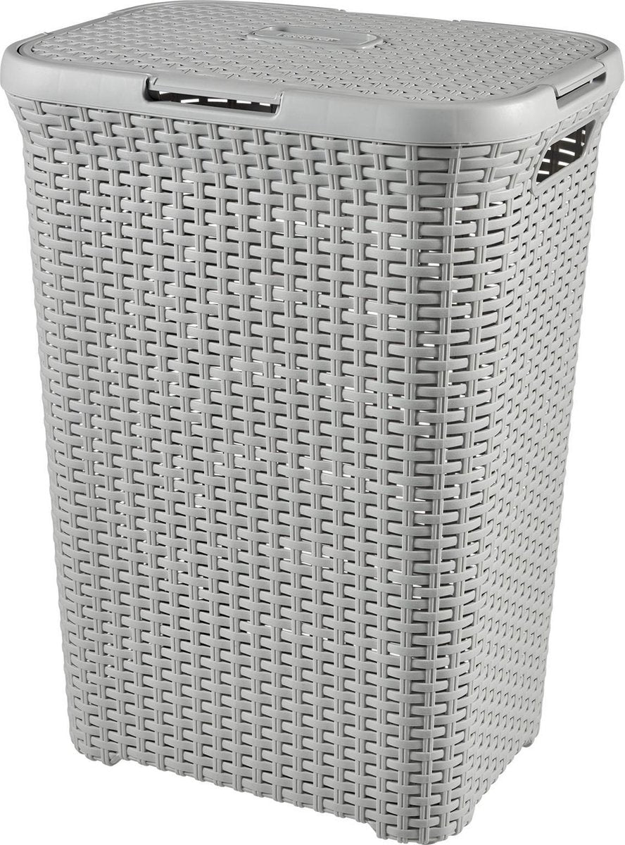 Boîte à linge style Curver - 60l - gris clair
