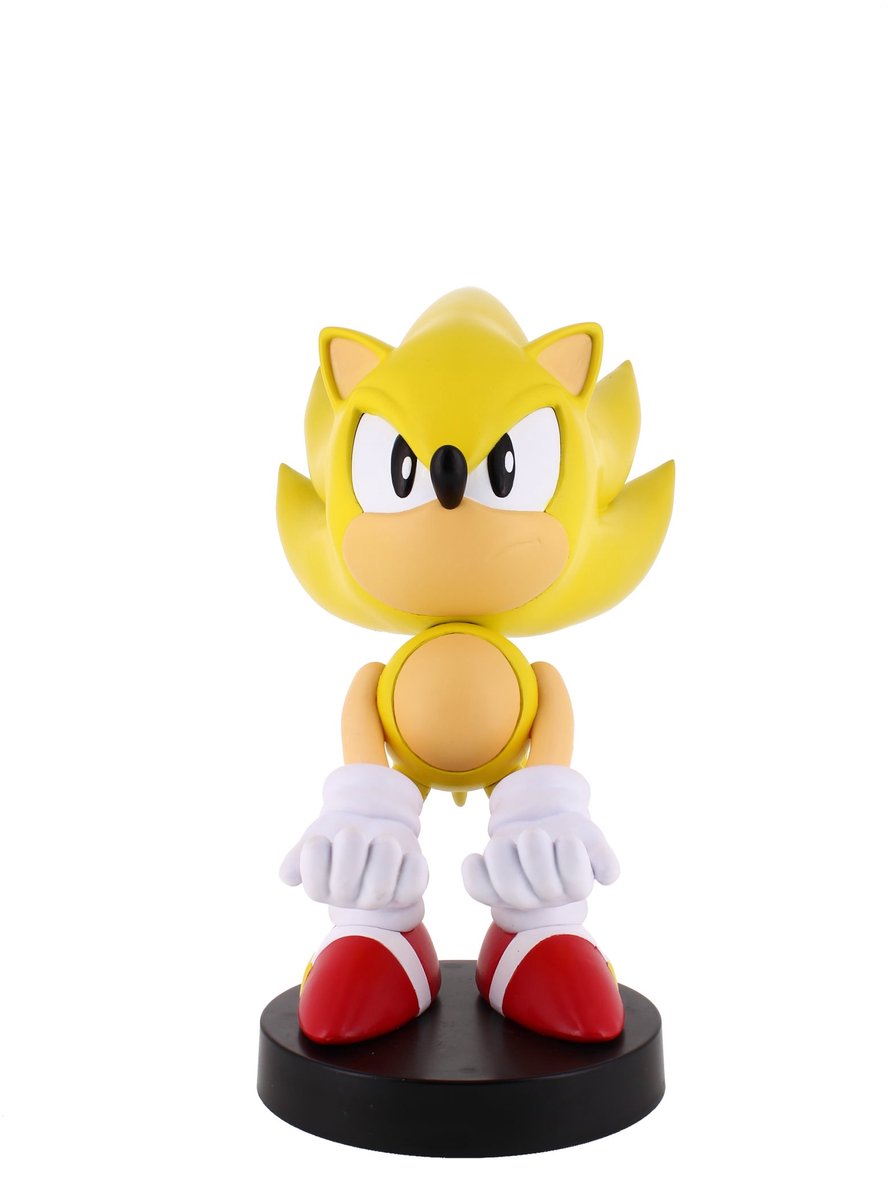 Cableguys Sonic le hérisson - Super Sonic - support de figurine pour téléphone | contrôleur | étui de chargement (attaches-câbles d'origine)