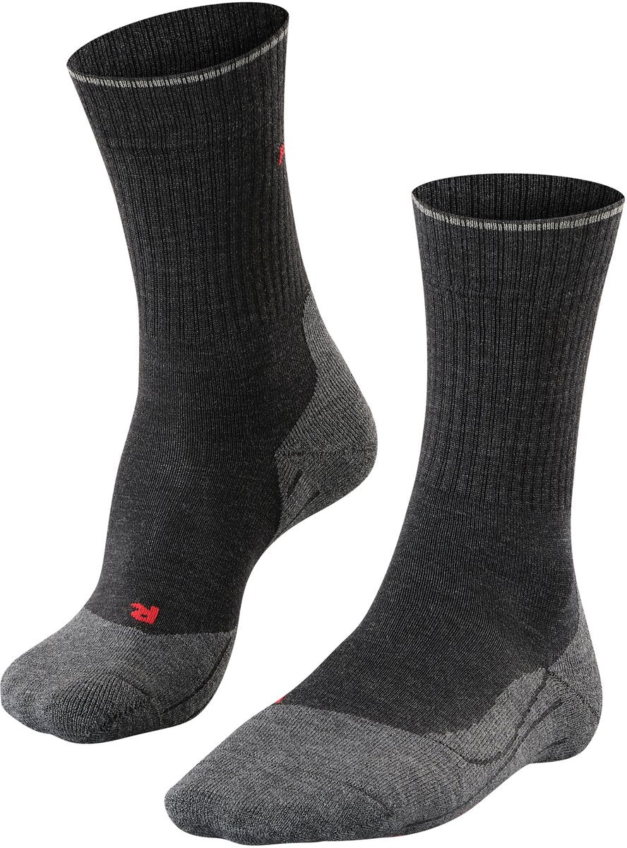 Falke tk2 explore laine soie rembourrage moyen laine matériau fonctionnel chaussettes de randonnée hommes gris - taille 42-43