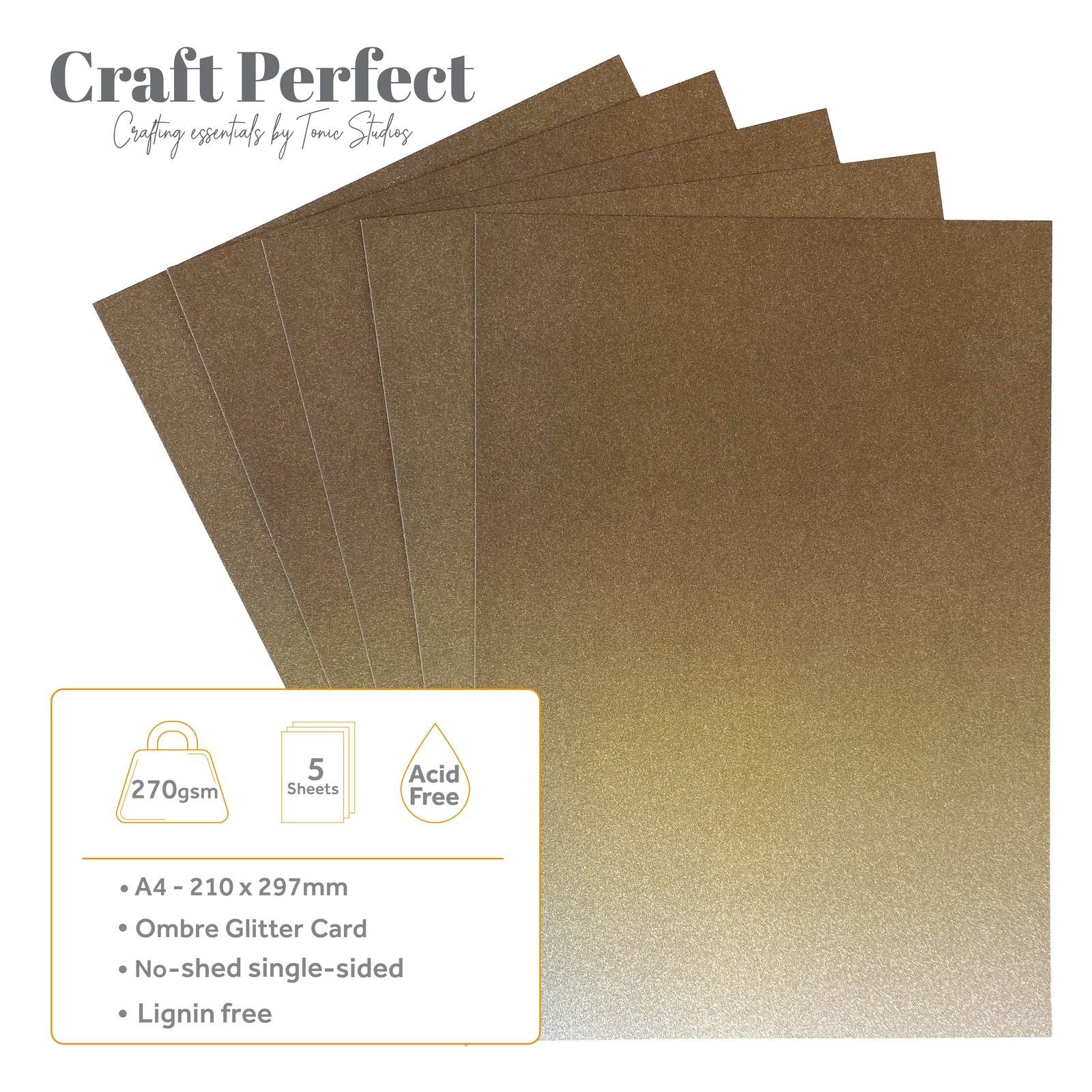 Craft perfect par Tonic Studios Craft Perfect • carte à paillettes a4 250 g ombre huître lustre 5 pièces