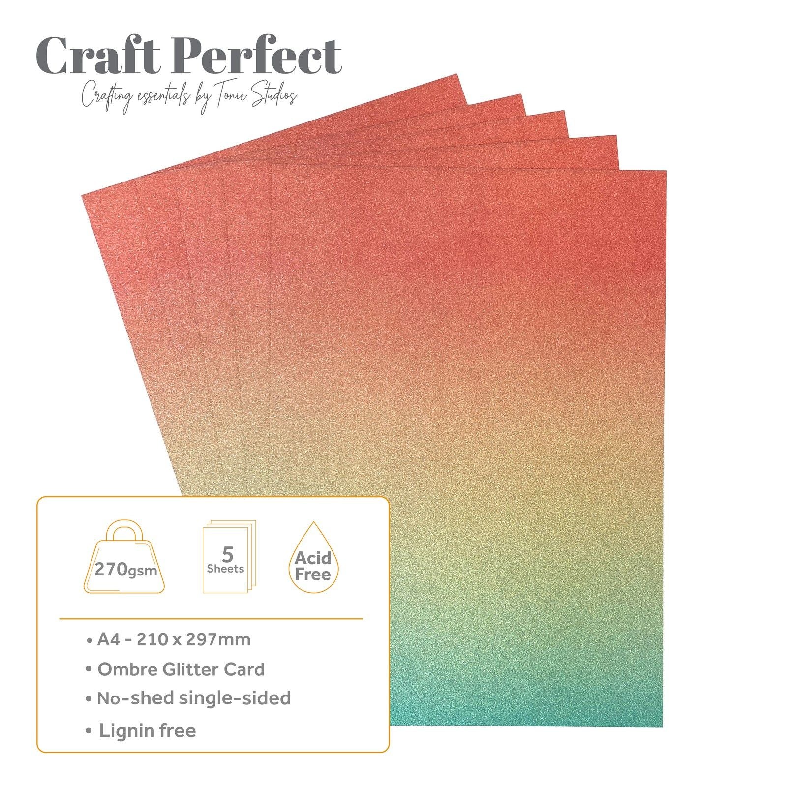 Craft perfect par Tonic Studios Craft Perfect • carte à paillettes a4 250 g ombre sirène chatoyante 5 pièces