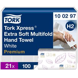 Serviettes pliées tork premium extra douces 34x25cm blanc