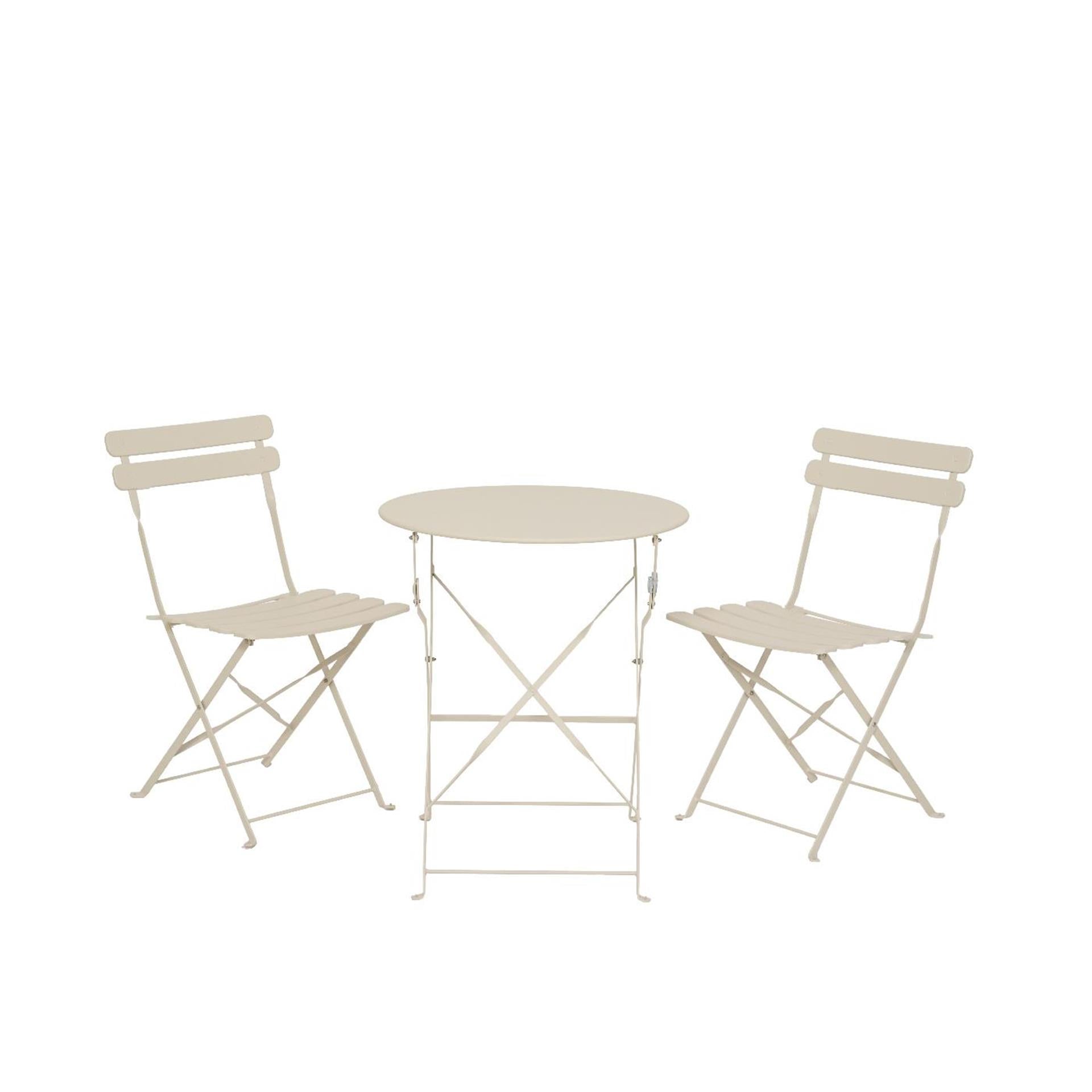Ensemble bistro Decoris acier blanc cassé ø60xh71cm