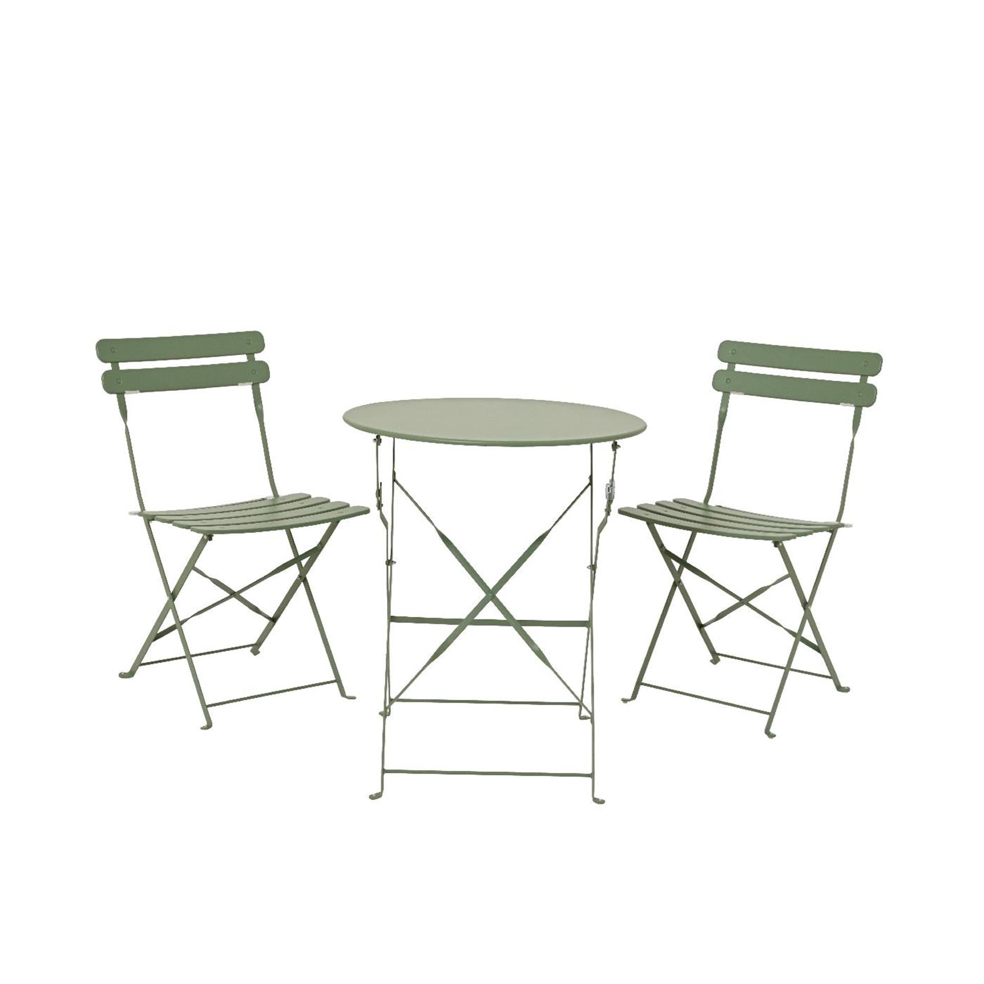 Ensemble bistro Decoris acier vert ø60xh71cm