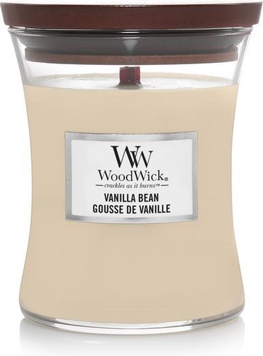 Bougie parfumée Woodwick Hourglass Medium - Gousse de Vanille - 60 heures de combustion