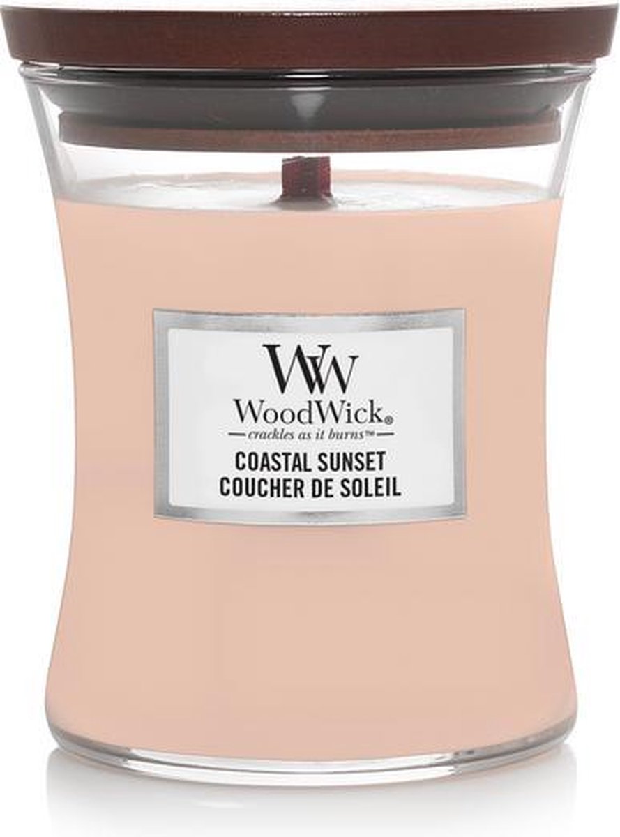 Bougie parfumée moyenne Woodwick Hourglass - Coucher de soleil côtier - 60 heures de combustion