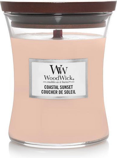 Bougie parfumée moyenne Woodwick Hourglass - Coucher de soleil côtier - 60 heures de combustion