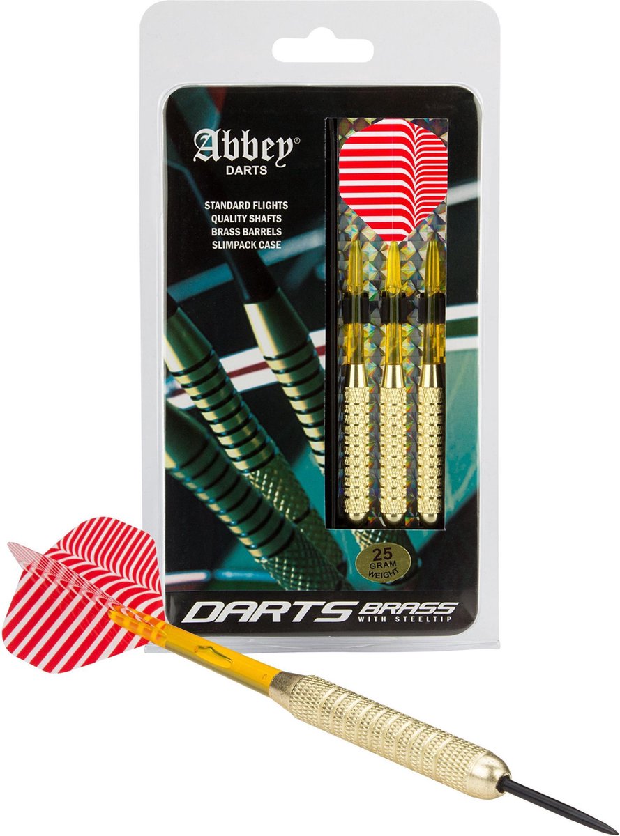 Fléchettes Faver Abbey Darts - laiton - pointe en acier - poids 25 grammes