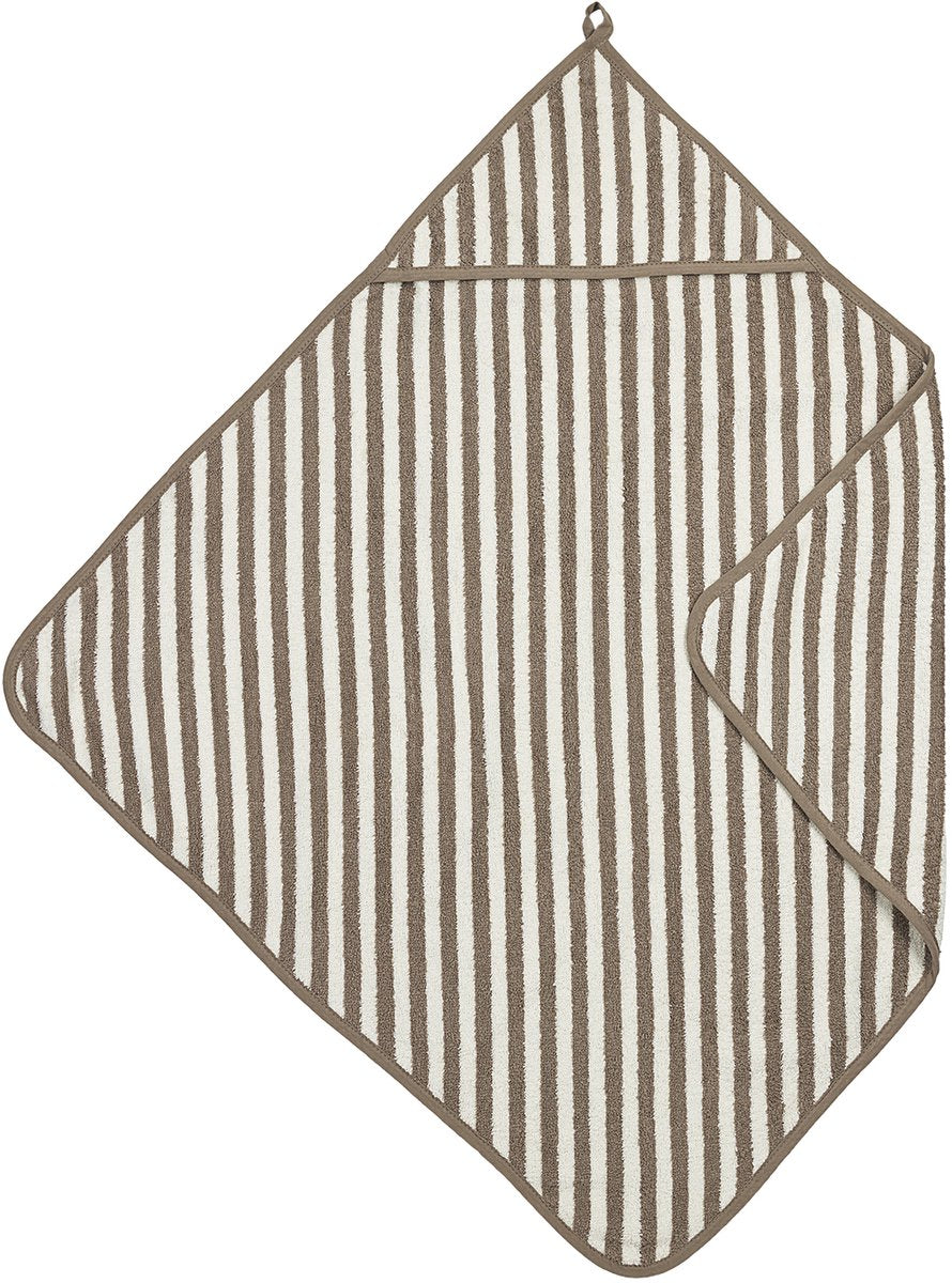 Cape de bain Meyco baby fat stripe - tissu éponge jacquard - taupe - 75x75cm