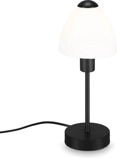 Briloner - manino - lampe de table - 40 w - ip20 - noir - métal-verre - excl. 1x e14 - ø 10 cm