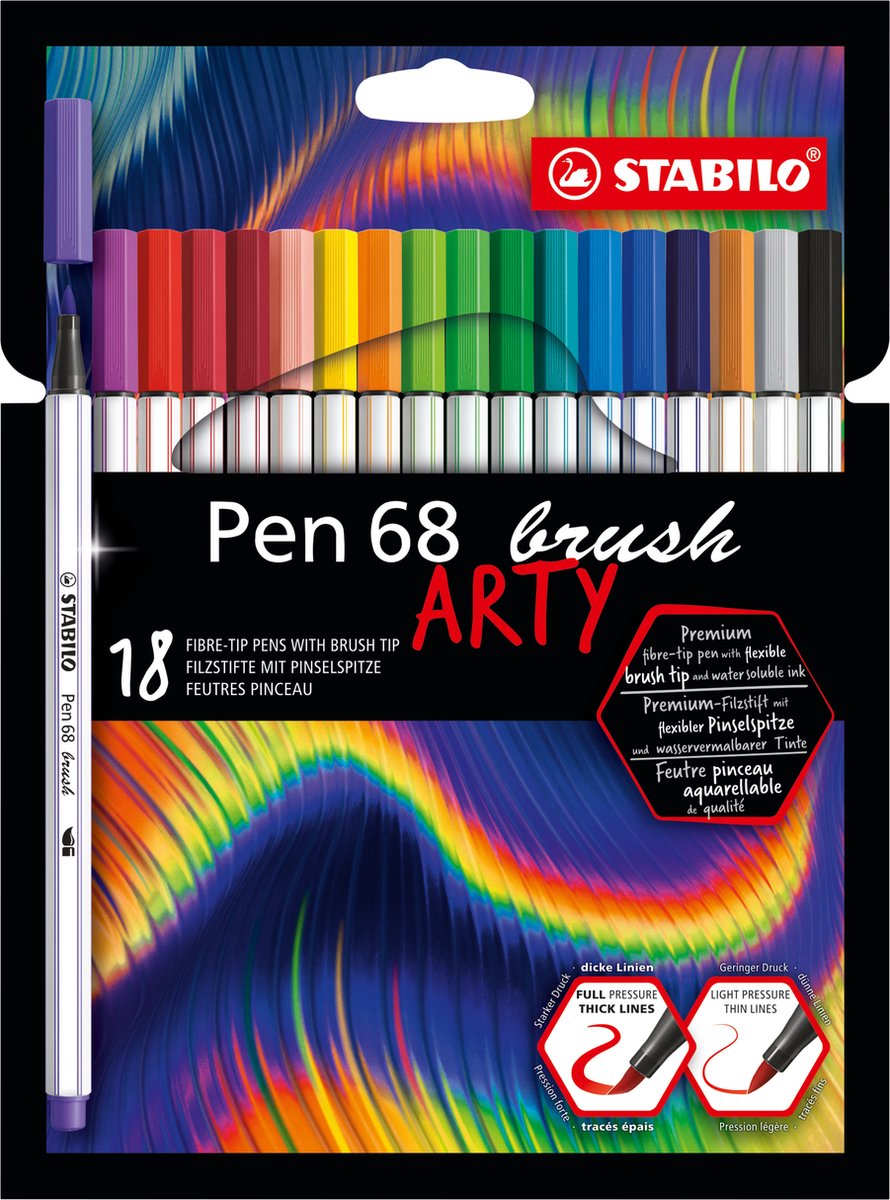 Stabilo Pen 68 Brush Arty Felt -Tip stylos 18e.