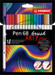 Stabilo Pen 68 Brush Arty Felt -Tip stylos 18e.