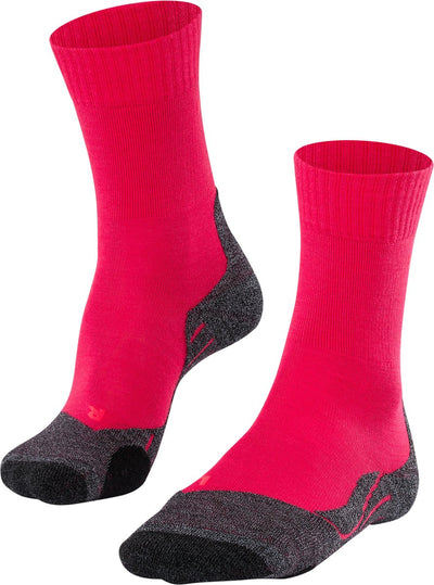 Falke tk2 anti-ampoules laine épaisse matériau fonctionnel chaussettes de randonnée femme rouge - taille 37-38