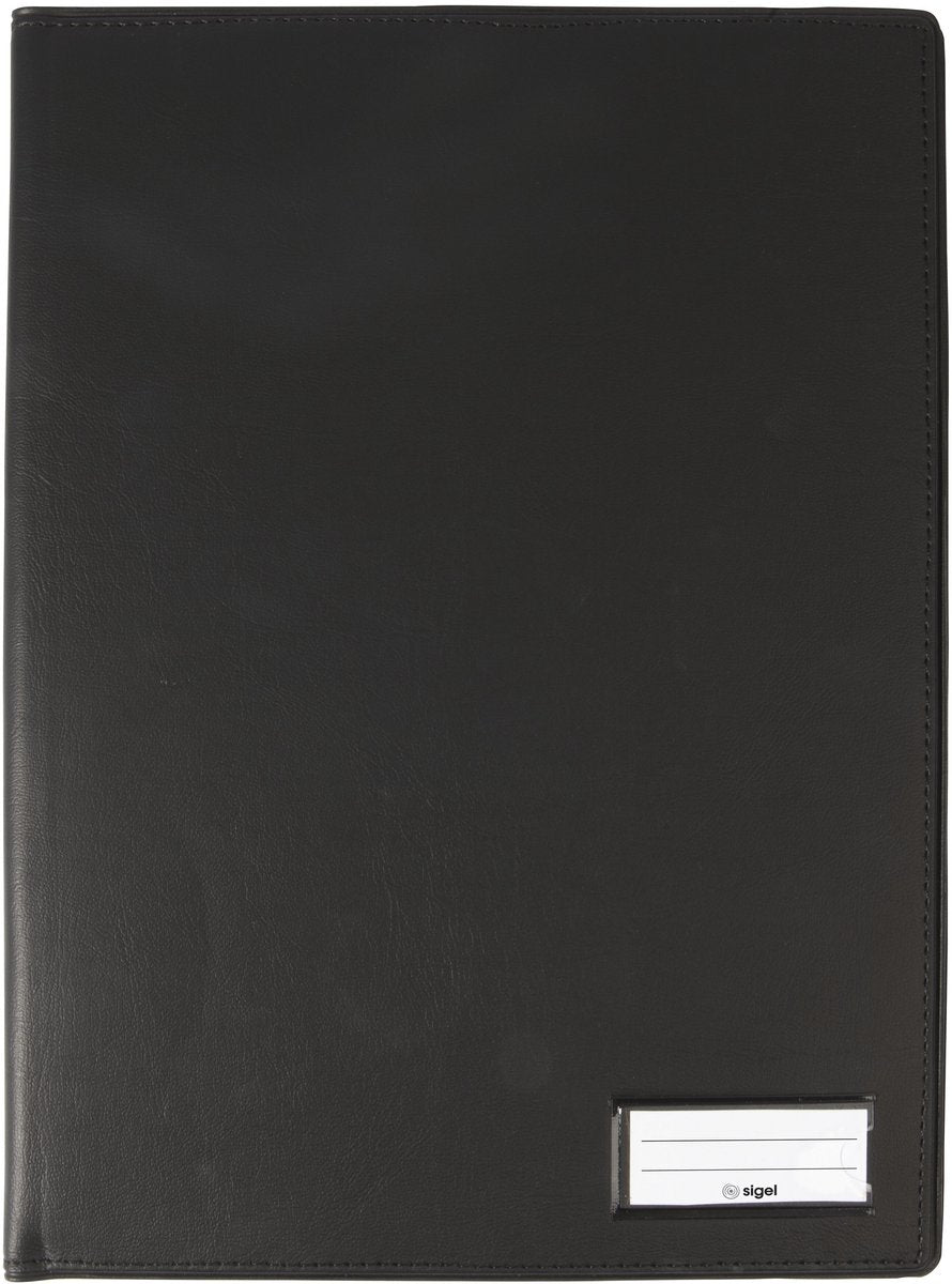 Dossier d'écriture Sigel - format A4 - avec compartiment pour stylos, pochette pour insert et support pour bloc-notes - noir - si-ef410