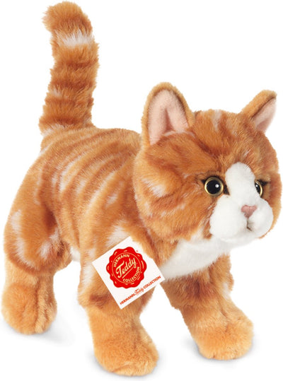 Teddy Hermann Hermann Teddy Peluche Chat Chat - Tissu Peluche Doux - Peluches de qualité Premium - Rouge Orange - 20 cm