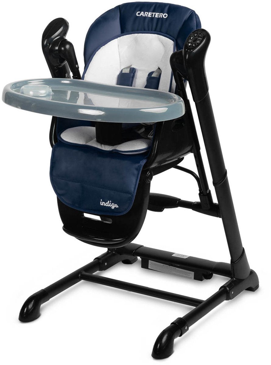 Série Indigo noir - chaise haute et balançoire bébé - structure noire - 2 en 1 - revêtement PCV