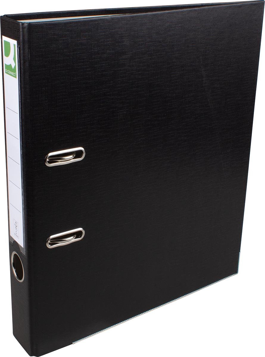 Classeur Q-connect, pour ft a4, en pp et papier, avec bord de protection, dos de 5 cm, noir