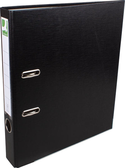 Classeur Q-connect, pour ft a4, en pp et papier, avec bord de protection, dos de 5 cm, noir