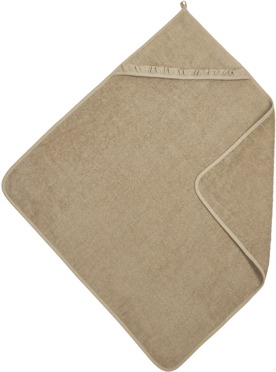 Cape de bain à volants bébé Meyco - tissu éponge - taupe - 80x80cm